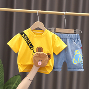 童装男童夏季2023短袖套装宝宝，夏装0一1-2-4岁婴儿，衣服洋气潮