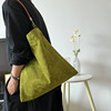 中式复古提花天丝，亚麻黄绿色皮绳腋下包可调节斜跨单肩手提包女包