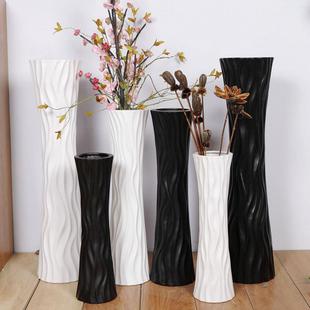 陶瓷落地白色简约时尚欧式现代创意客厅摆件乾燥花绢花大花瓶装饰