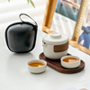 陶瓷旅行茶具小套装，便携式随身快客杯户外露营旅游泡茶壶一壶二杯