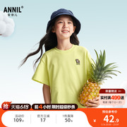 安奈儿童装女童圆领短袖T恤2025夏新款纯棉休闲吸湿透气宽松时尚
