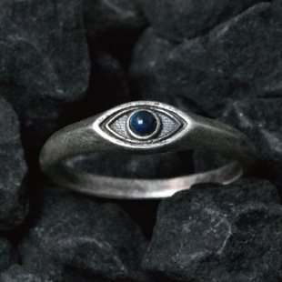 小众设计男女古埃及荷鲁斯之眼绿松石戒指精致小巧高级感