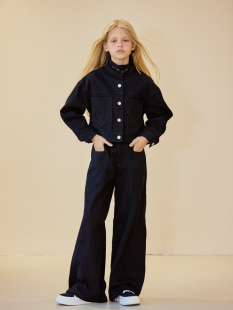 mpeng女童黑色立领新中式工装服套装小众高级感上衣休闲长裤