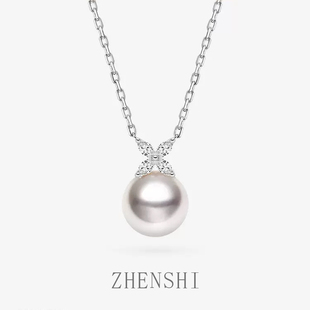 风月天然淡水珍珠吊坠正圆强光S925纯银时尚气质轻奢项链颈链