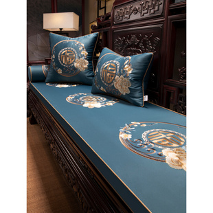 中式红木沙发坐垫实木家具套罩防滑海绵罗汉床垫子五件套四季