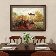 美式餐厅背景墙油画，莫奈装饰画客厅，挂画玄关壁画欧式高级感名画