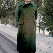老式65军绿呢子大衣老班长怀旧正宗胶木扣呢子服保暖加厚长款风衣