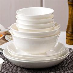 富彩陶瓷纯白碗碟套装家用欧式骨瓷碗盘餐具吃饭套碗盘子餐具