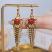 新年红色流苏耳环，女2023秋冬小众设计高级感两戴轻奢气质耳饰