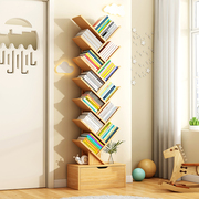 简易树形书架落地置物架卧室客厅家用收纳架靠墙多层创意窄书柜子