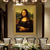 世界名画蒙娜丽莎的微笑纯手绘油画欧式人物画美式别墅卧室装饰画