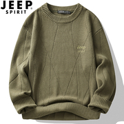 jeep吉普毛衣秋冬季男款保暖针织衫，圆领休闲线衫套头，毛线衣(毛线衣)打底衫