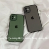 韩国ins极简透黑墨绿色适用苹果13promax手机壳iphone14女12软壳x透明14pro硅胶保护套12pro全包镜头简约