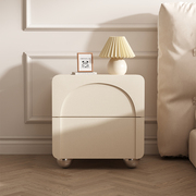 奶油风床头柜现代简约皮质轻奢，高级感网红创意白色卧室实木床边柜