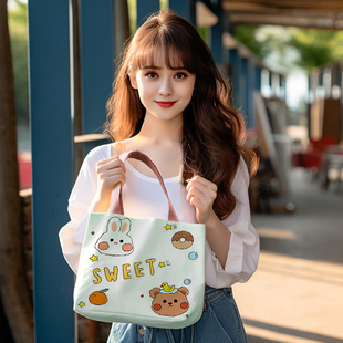 迷你版帆布包软妹卡通上班小拎包，ins韩版夏日甜美可爱休闲手提包