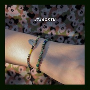 jtjacktu夏季非洲绿松金属，米珠撞色纯手工情侣手链欧美男女