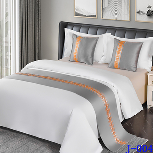 北欧宾馆酒店抱枕床旗床尾巾，家用高档现代简约床上用品床尾垫床盖