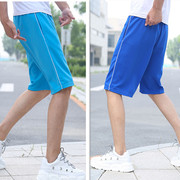 夏季薄款宝蓝色校裤短裤校服裤子，浅蓝色两道杠五分裤运动裤一条杠