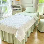 夏蜜美容床罩四件套立体剪花，纯色简约按摩美容用床罩四季通用