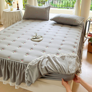 A类大豆纤维夹棉床裙床笠单件加厚席梦思床垫套保护罩床褥床套罩