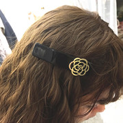 韩版山茶花弹簧夹金属镂空玫瑰花朵边夹发卡成人刘海夹顶夹头饰女
