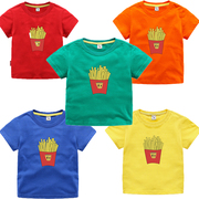 男女童纯棉草绿色短袖T恤衫儿童圆领半袖六一幼儿园园服演出薯条5