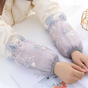 韩版成人袖套女蕾丝刺绣羽绒服短款学生防污可爱护袖双层网纱套袖