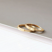 韩国进口纯14k黄金戒指女个性，气质款字母金豆豆(金豆豆)杆k金尾戒指环