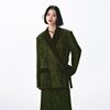 杨二大梦原创绿色书法绑带西装，套装女秋半身裙搭配一整套时尚外套