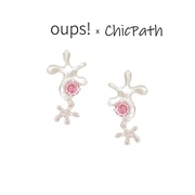 Oups珊瑚之舞耳环小众原创设计银色粉锆石耳钉可爱耳饰度假风夏款