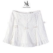游鹿鹿 法式白色蕾丝短裙女装夏季设计感减龄高腰显瘦a字半身裙子