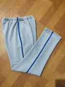 订做中小学生校服裤冬季加绒加厚浅灰色一条一根宝蓝杠条运动裤