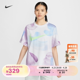 Nike耐克女子印花T恤夏季宽松纯棉时尚舒适HF6178