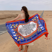 丝巾女夏季沙漠防晒披肩波，西米亚民族风海边旅游拍照围巾薄款披风