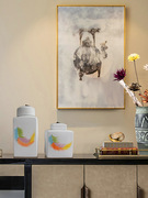 北欧陶瓷磨砂陶瓷罐花瓶，客厅陶艺套装摆件，简约餐桌桌面干花装饰品