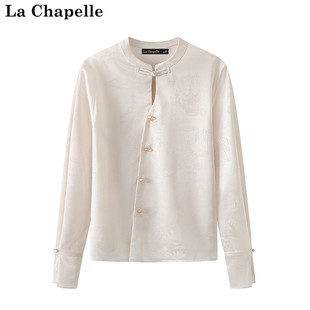 拉夏贝尔/La Chapelle春款新中式盘扣衬衫女高级感衬衣设计感上衣