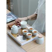 日式功夫茶具茶壶套装整套简约现代家用办公茶艺青灰釉带茶盘小套