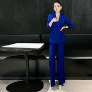 高级感西装套装女秋冬设计感小众气质蓝色休闲职业西服两件套