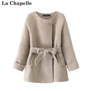 拉夏贝尔lachapelle冬季法式气质简约羊绒大衣双面呢加厚女外套