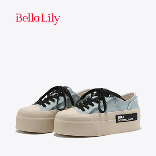 bellalily时尚流苏帆布鞋女欧美牛仔布板鞋减龄休闲鞋