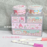 日本少女卡通美乐蒂双子星桌面收纳 首饰杂物文具透明塑料收纳盒