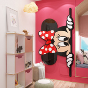 公主女孩儿童房间布置装饰卧室，床头卡通墙，贴纸米妮电视背景墙创意