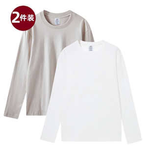 日本良品纯棉圆领长袖t恤2024年女装大码内搭白色不透打底上衣春