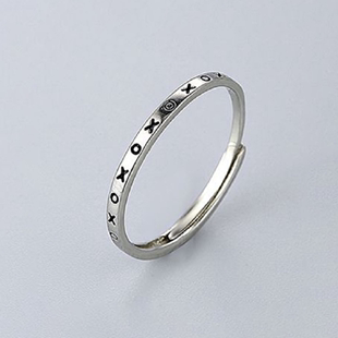 925纯银简约时尚戒指女日韩xo字母学生，时尚新潮欧美戒指饰品