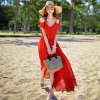 波西米亚风情海边旅游度假沙滩裙雪纺，连衣裙长裙显瘦不规则沙滩裙