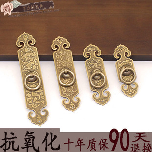 新中式仿古家具衣柜酒橱柜，鞋柜书柜门把手直条纯铜，复古老式铜拉手