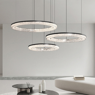 微的名灯组合客厅，吊灯圆环形意式极简高端级感设计师别墅灯具