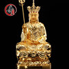 台湾纯铜鎏金地藏王佛像家用地藏王菩萨锡杖，铜像娑婆三圣摆件
