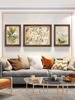 欧式三联复古壁画，美式装饰画植物沙发，背景墙挂画田园法式客厅花鸟