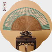 扇子 C6寸女式扇杭州西湖风景折扇真丝剪纸出国排扇竹绢扇